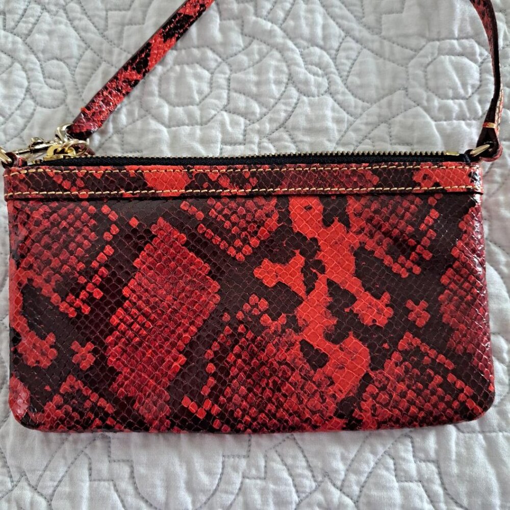 Euc Dooney & Bourke Red Python Snake Embossed Wri… - image 8